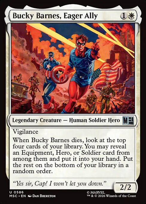 Bucky Barnes, Eager Ally Magic: The Gathering card