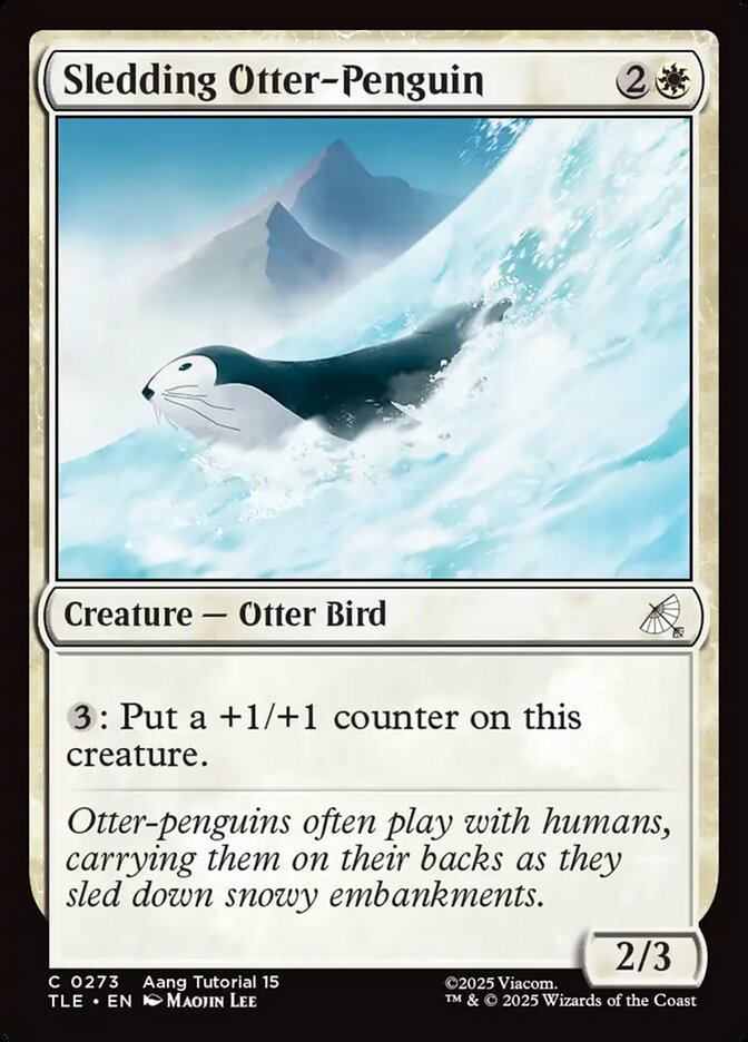 Sledding Otter-Penguin card image