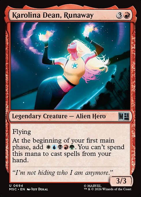 Karolina Dean, Runaway Magic: The Gathering card