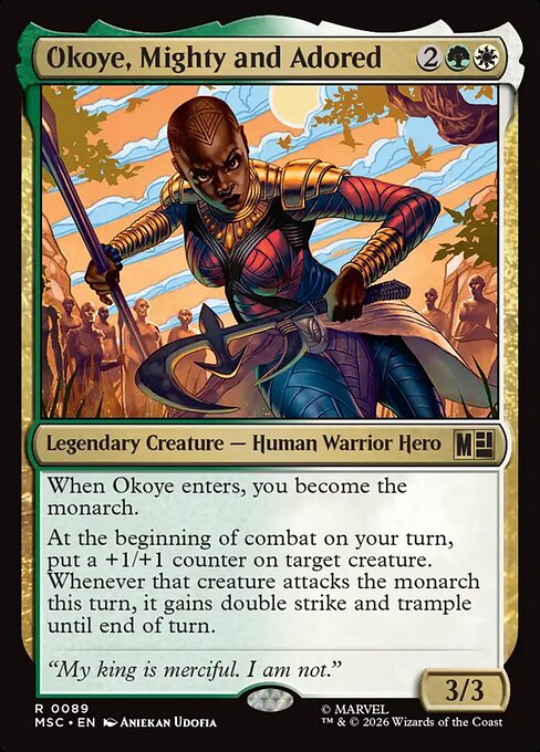 Okoye, Mighty and Adored Magic: The Gathering card