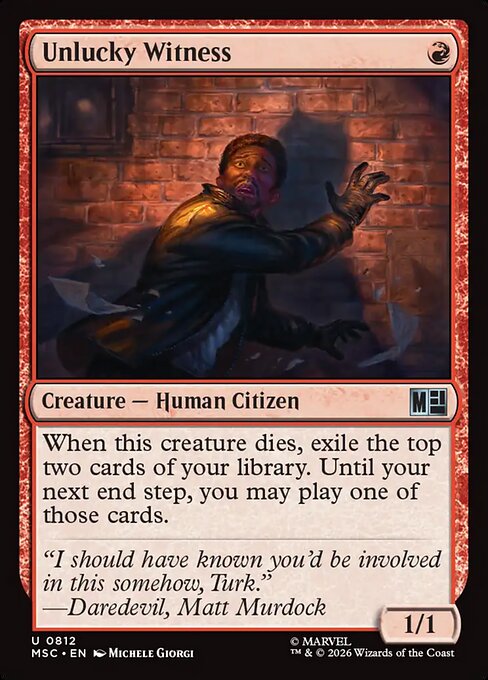Unlucky Witness Magic: The Gathering card