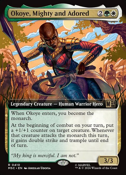 Okoye, Mighty and Adored Magic: The Gathering card