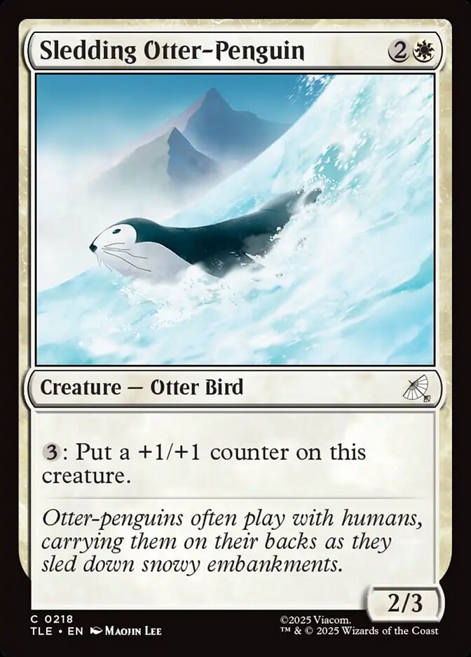 Sledding Otter-Penguin card image