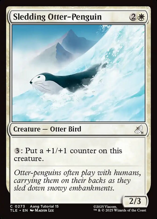 Sledding Otter-Penguin card image